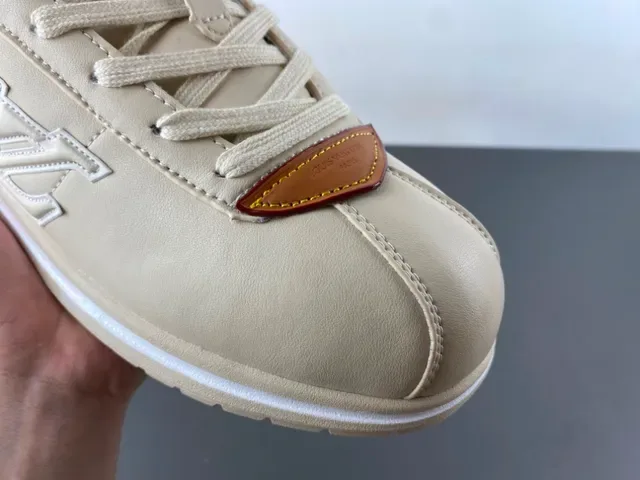 Beige and Tan Monogrammed Retro Low-Top Sneaker 2