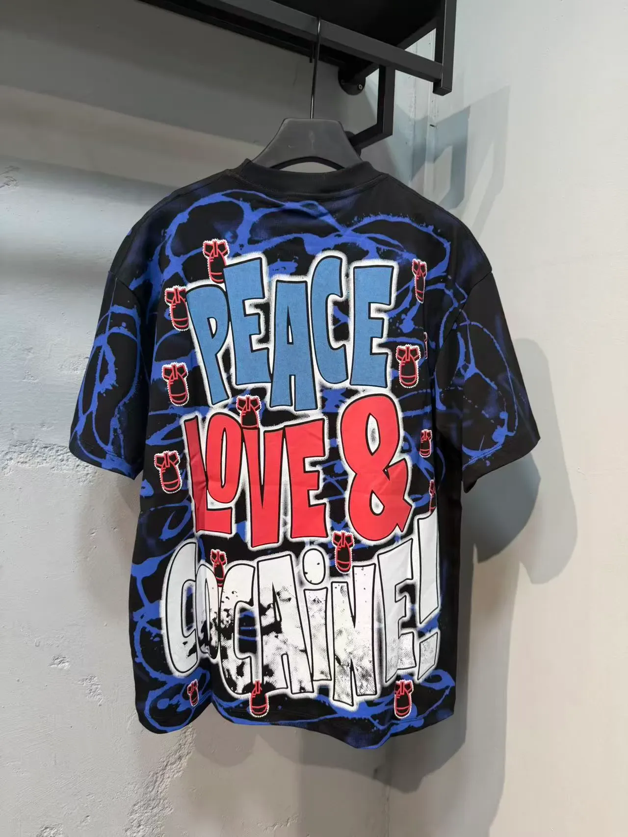 Black and Blue Splatter Graphic Print Oversized T-Shirt 3