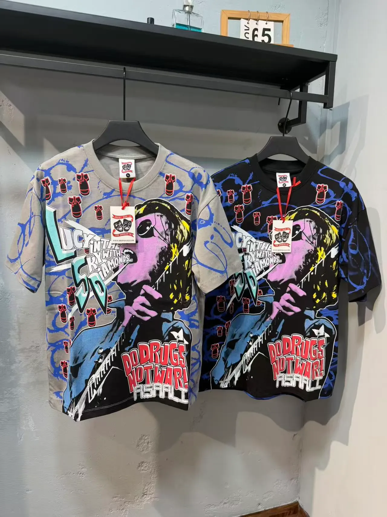 Black and Blue Splatter Graphic Print Oversized T-Shirt 5