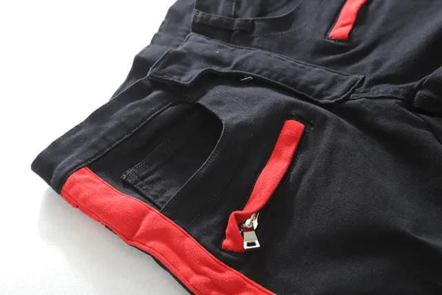 Black and Red Panelled Moto-Style Pants 2