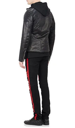 Black and Red Panelled Moto-Style Pants 5