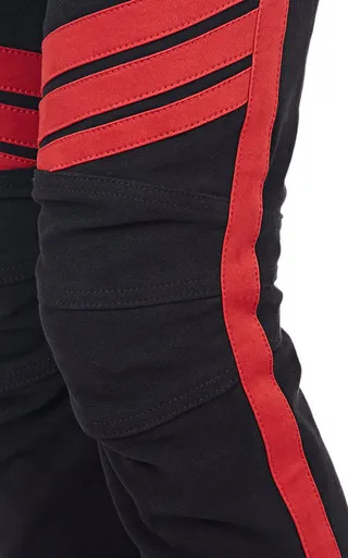 Black and Red Panelled Moto-Style Pants 6