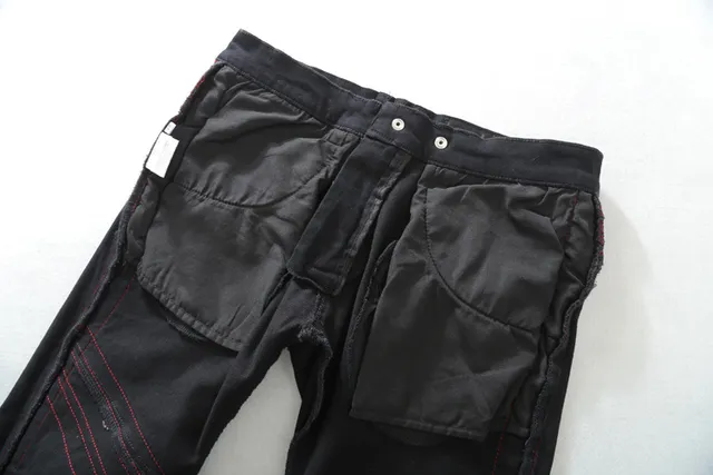 Black and Red Panelled Moto-Style Pants 13