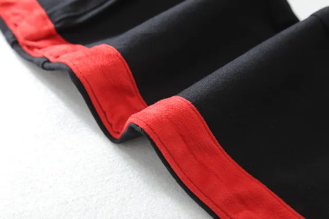 Black and Red Panelled Moto-Style Pants 15