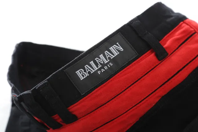 Black and Red Panelled Moto-Style Pants 20