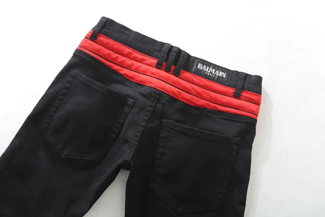 Black and Red Panelled Moto-Style Pants 22