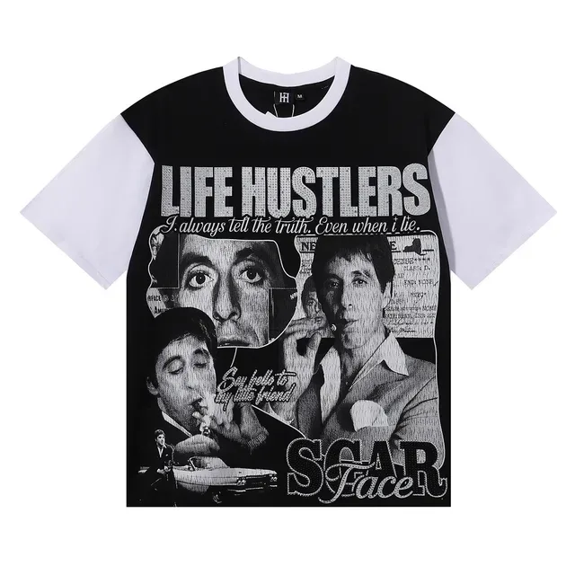 Black and White Contrast Sleeve Graphic Print Ringer T-Shirt 3