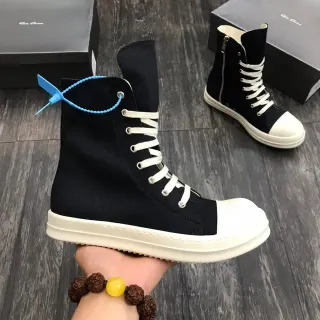 黑白高帮帆布厚底运动鞋