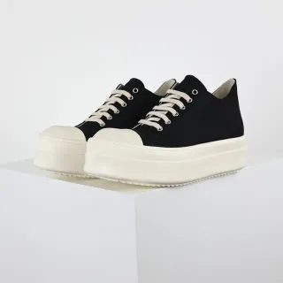 Black Beige Platform Sole Canvas Upper Sneakers
