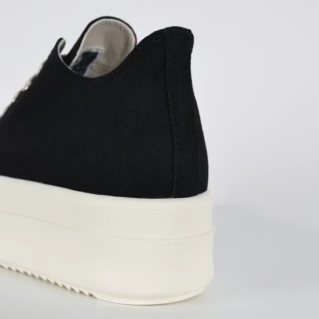 Black Beige Platform Sole Canvas Upper Sneakers 4
