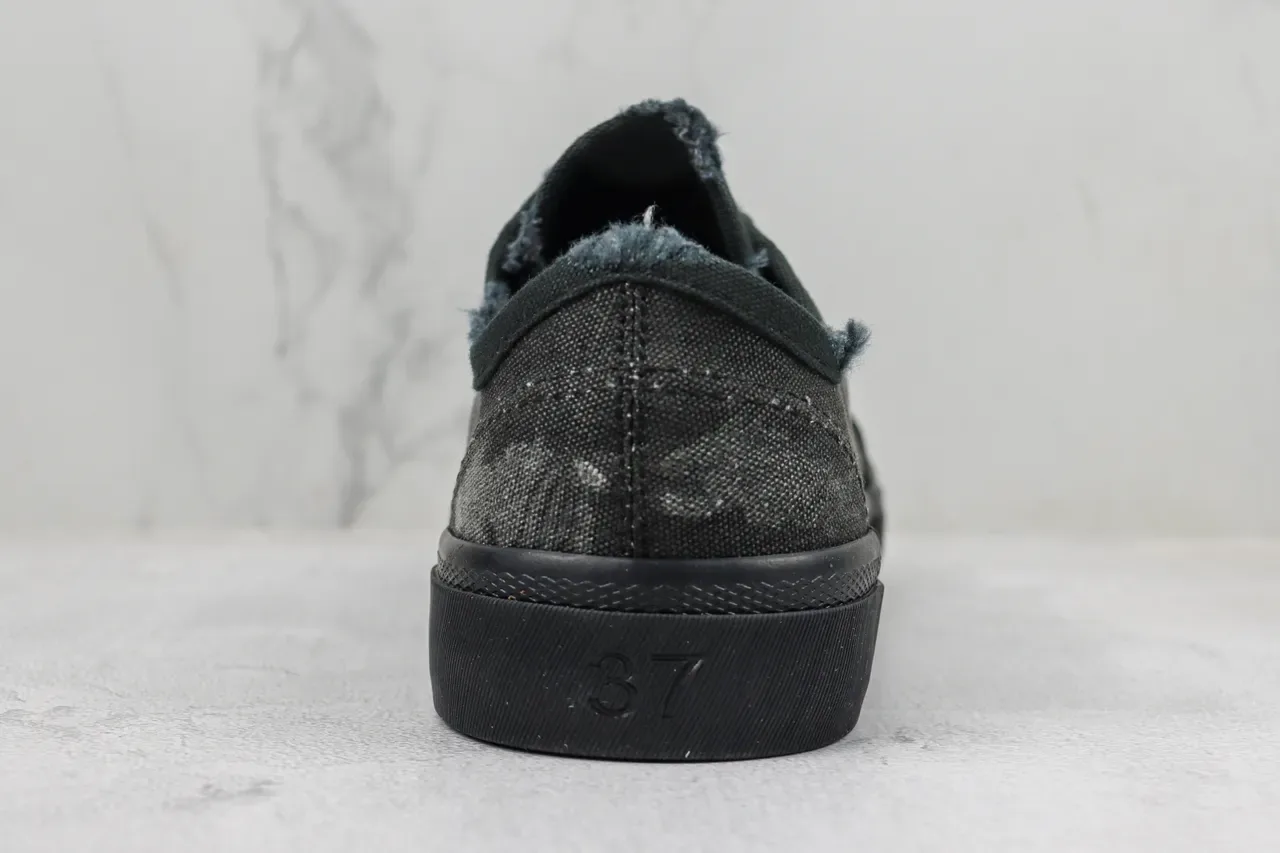 Black Blue Canvas Upper Frayed Collar Lining Sneakers 9