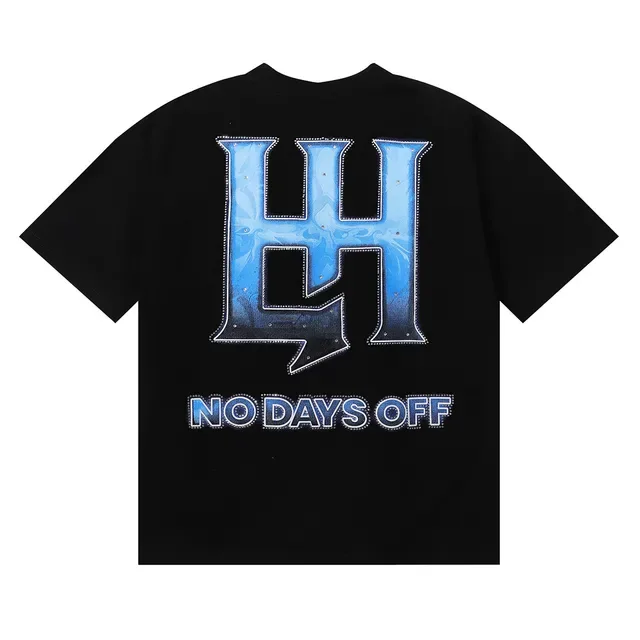 Black Blue Graphic Print Oversized Fit T-Shirt 4