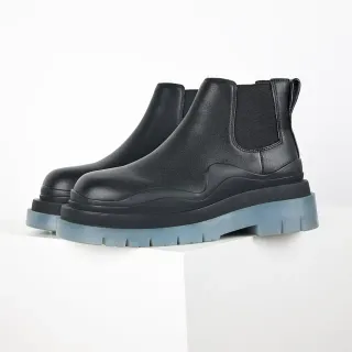Black Blue Smooth Upper Elastic Side Panels Chelsea Boots