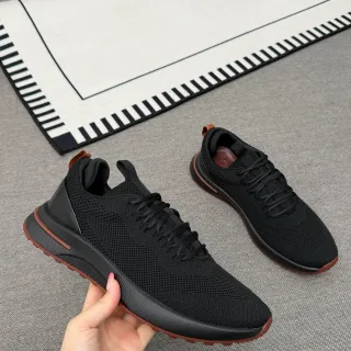 Sneakers negras y marrón con upper de malla knit esculpido monolítico midsole