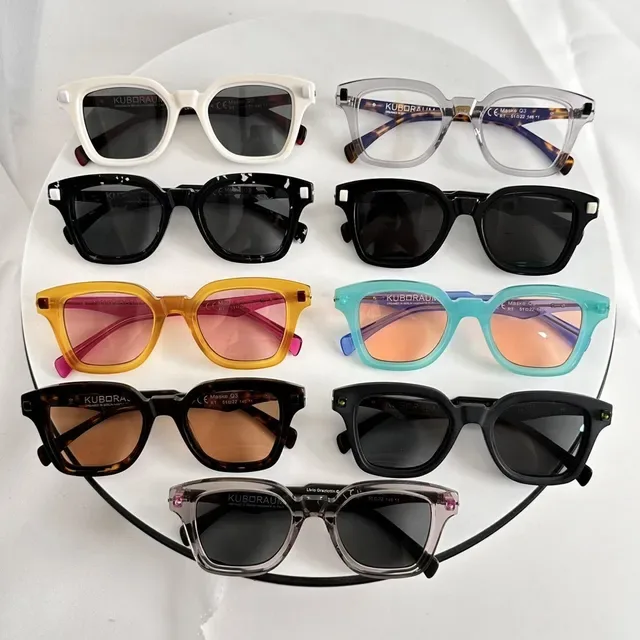 Black Brown Rectangular Frame Thick Acetate Sunglasses 2