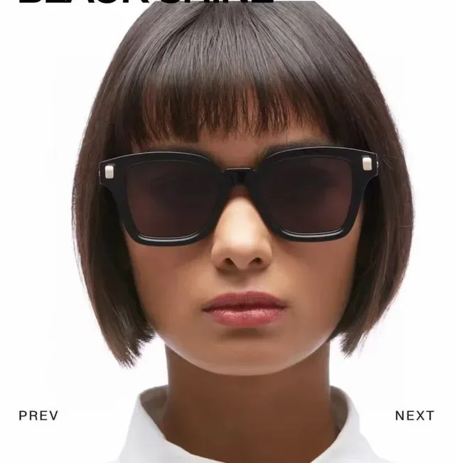 Black Brown Rectangular Frame Thick Acetate Sunglasses 7