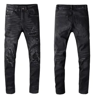 Black Distressed Slim-Fit Jeans