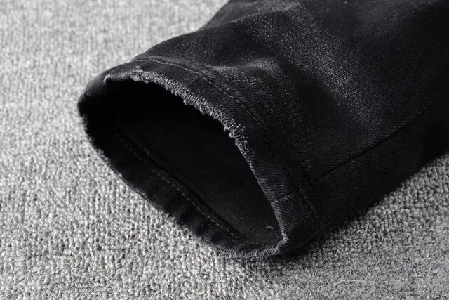 Black Distressed Slim-Fit Jeans 6