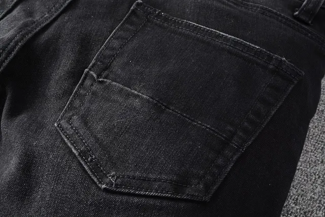 Black Distressed Slim-Fit Jeans 9