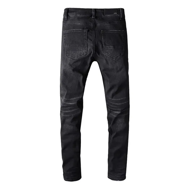 Black Distressed Slim-Fit Jeans 11