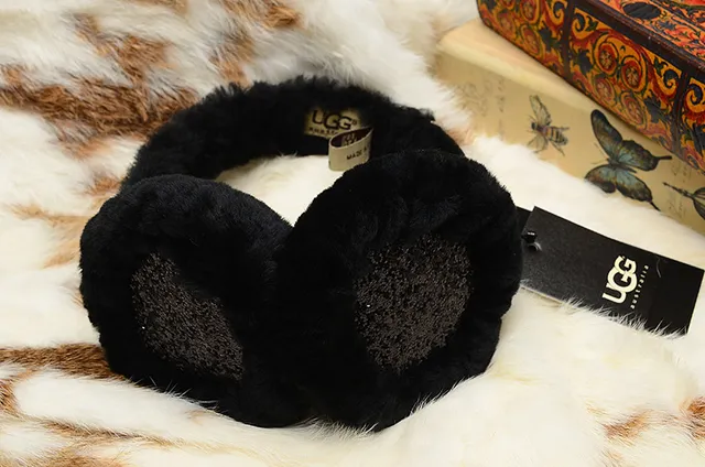 Bonnet à bandeau noir et or fluffy faux fur glitter-accented 18