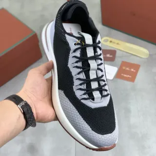 Black Gray Knit Upper Two-Tone Sneakers