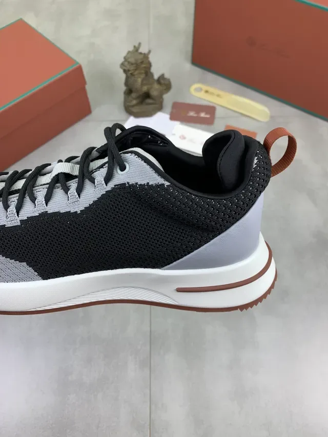 Black Gray Knit Upper Two-Tone Sneakers 3