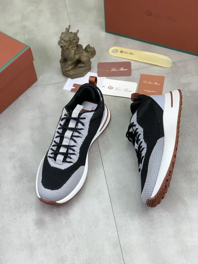 Black Gray Knit Upper Two-Tone Sneakers 5