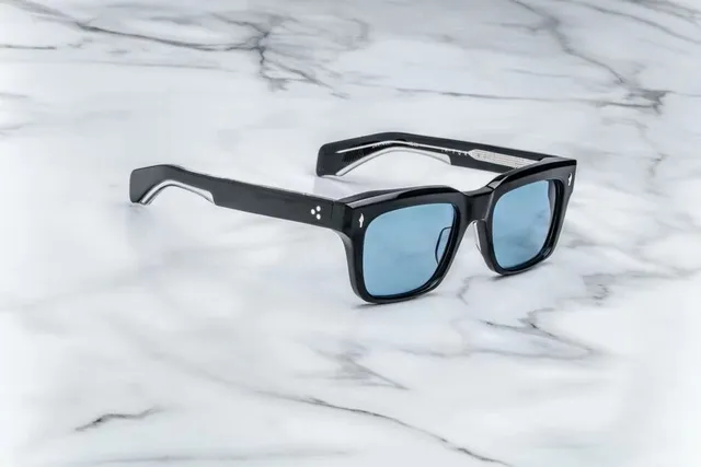 Black Gray Rectangular Frame Thick Acetate-Like Temples Sunglasses 5