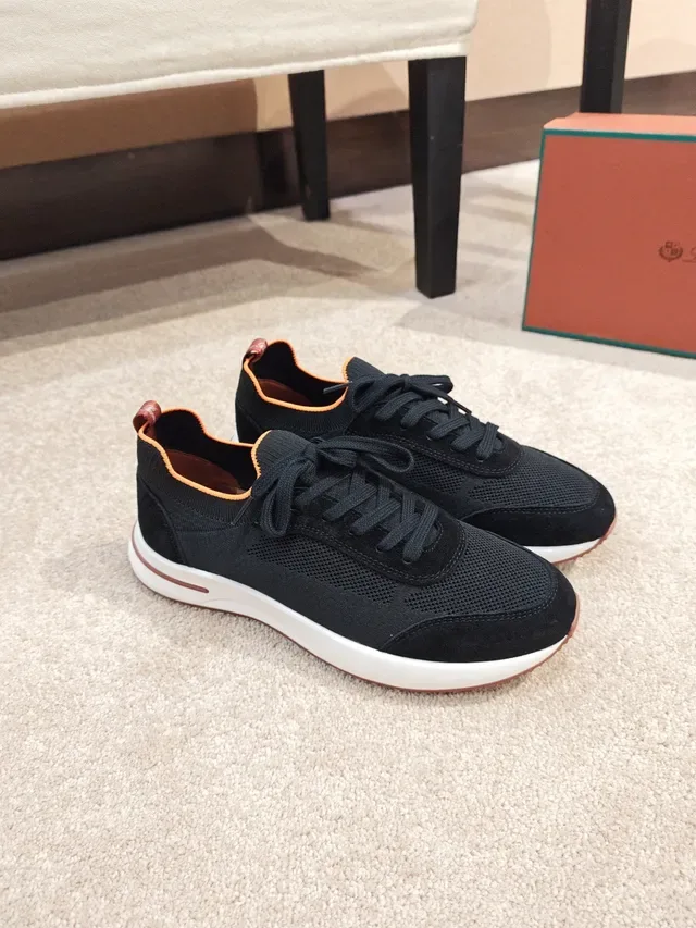 Black Orange Knit Mesh Upper Contrast Lining And Heel Tab Sneakers 4