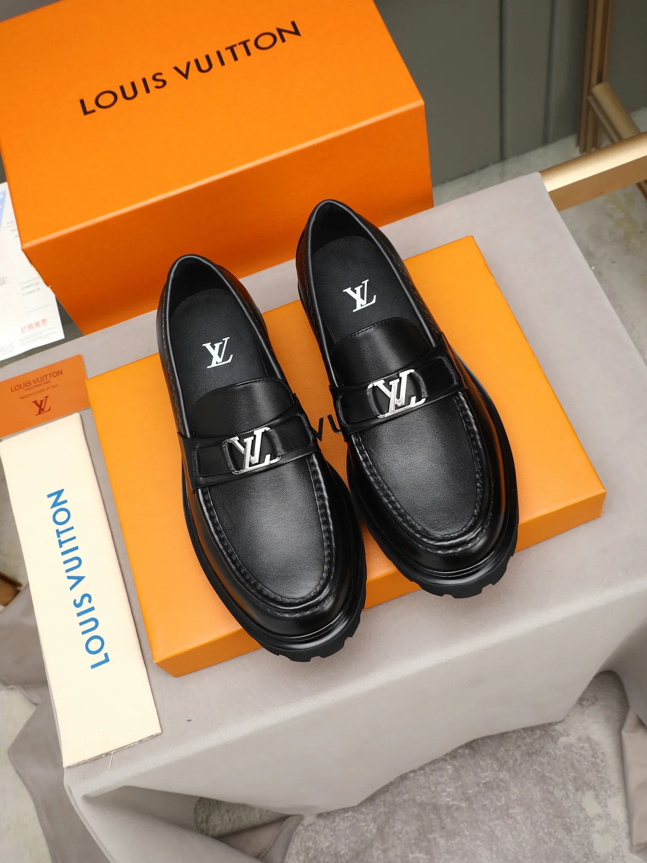 Black Silver Chunky Lug Sole Metal Buckle Strap Loafer 3