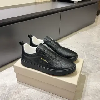 Sapatos casuais de couro texturizado preto slip-on