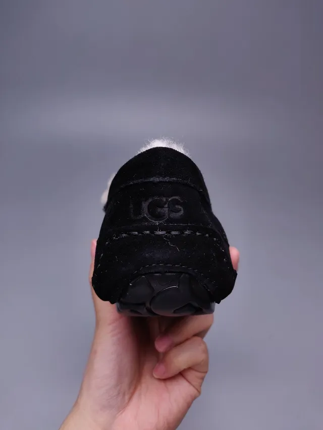 Black Suede Shearling-Lined Moccasin Loafer 6