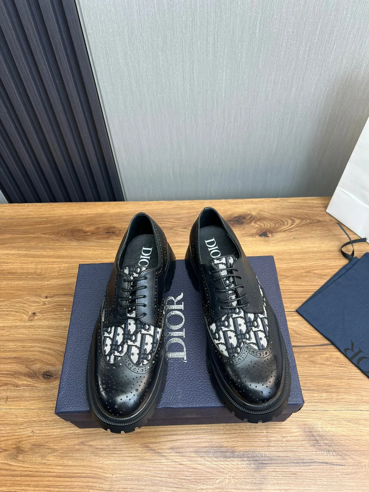 Black White Monogrammed Panel Brogue 2