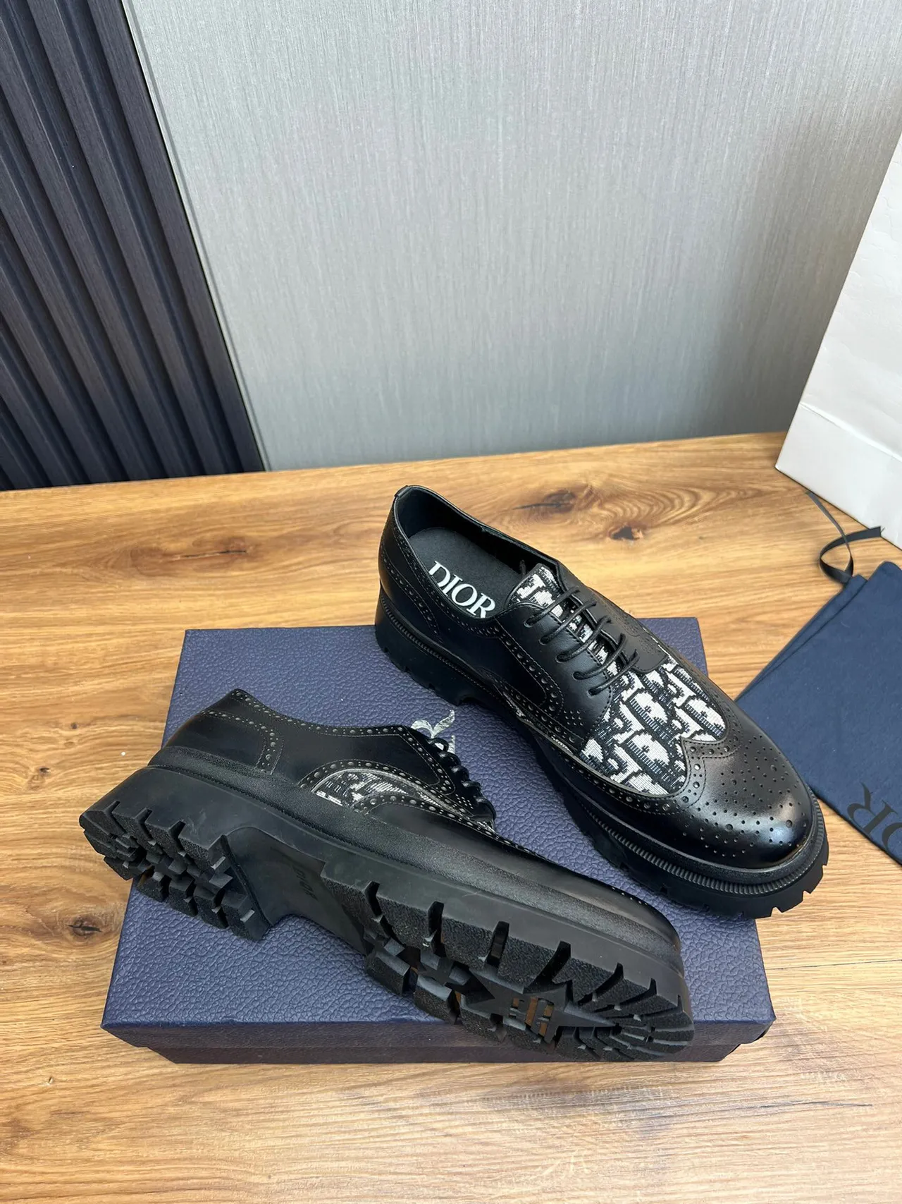 Black White Monogrammed Panel Brogue 5