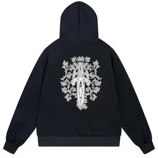 কালো সাদা Oversized Fit Full-Zip Front হুডি