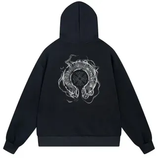 Black White Oversized Fit Line-Art Circular Graphic Hoodie by Generic — hoodies supplier, yupoo album photo