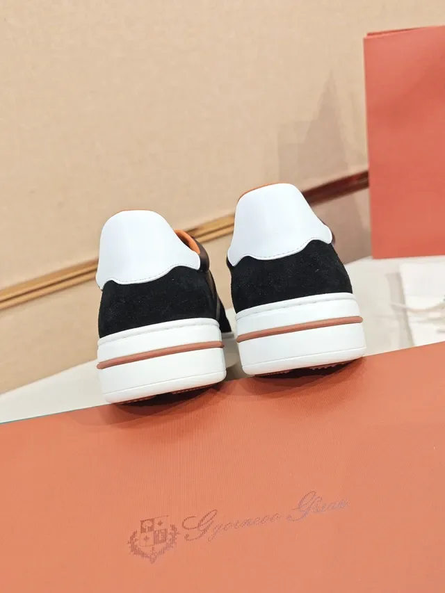 Black White Suede And Leather Panelled Platform Sole Lifestyle Sneakers 4