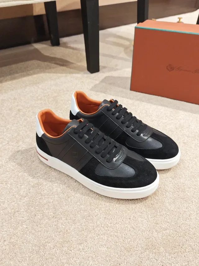 Black White Suede And Leather Panelled Platform Sole Lifestyle Sneakers 5