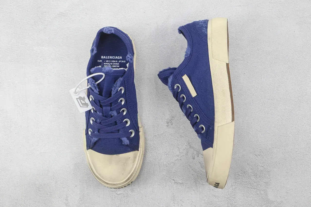 Blue Beige Low-Top Canvas Upper Sneakers 3