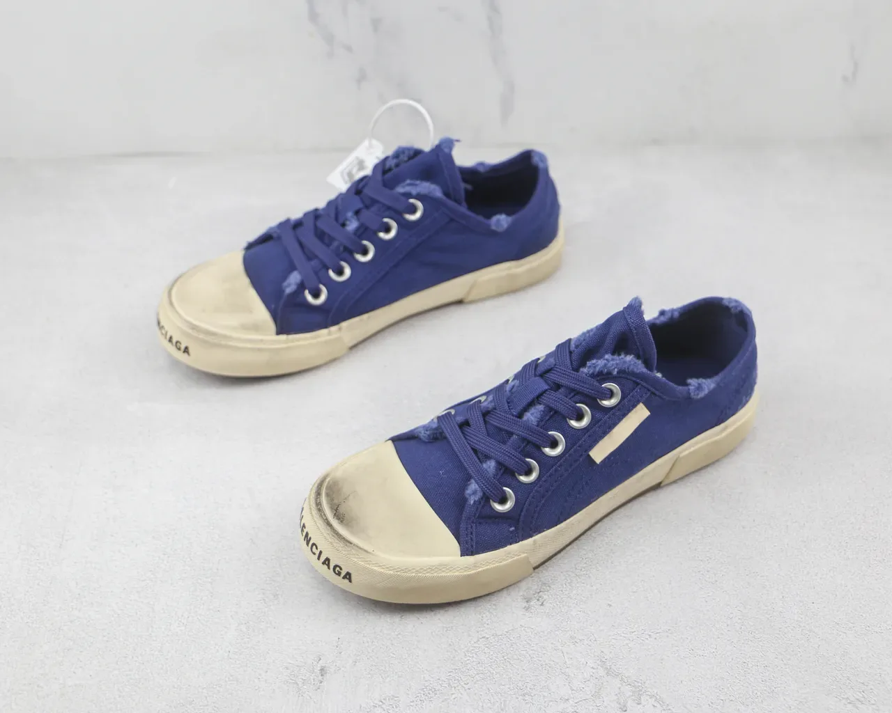 Blue Beige Low-Top Canvas Upper Sneakers 4