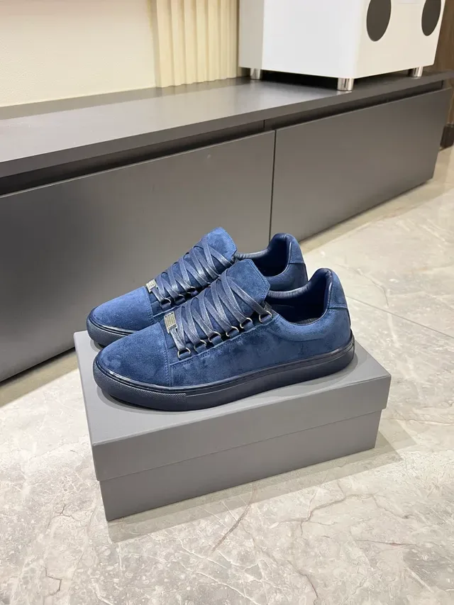 Blue Black Suede Upper Flat Cupsole Sneakers 5