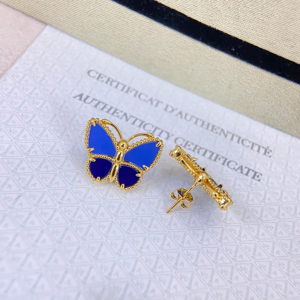 Blue Enamel Butterfly Stud Earrings 4