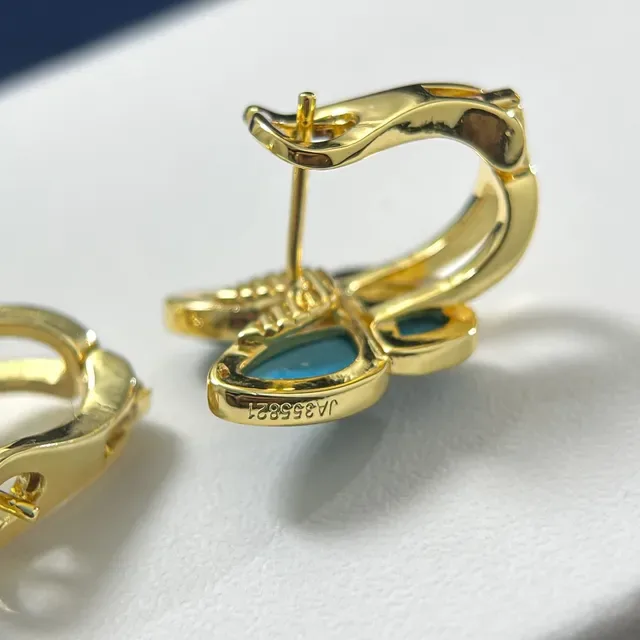 Blue Gold Butterfly Motif Enamel Wings Ring 2