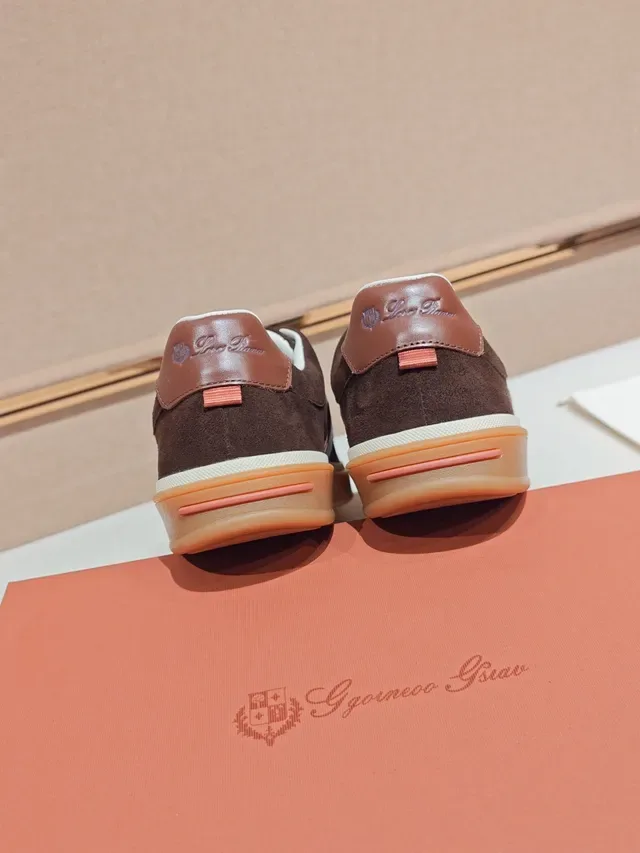 Brown Beige Suede Upper Contrast Side Panel Sneakers 3