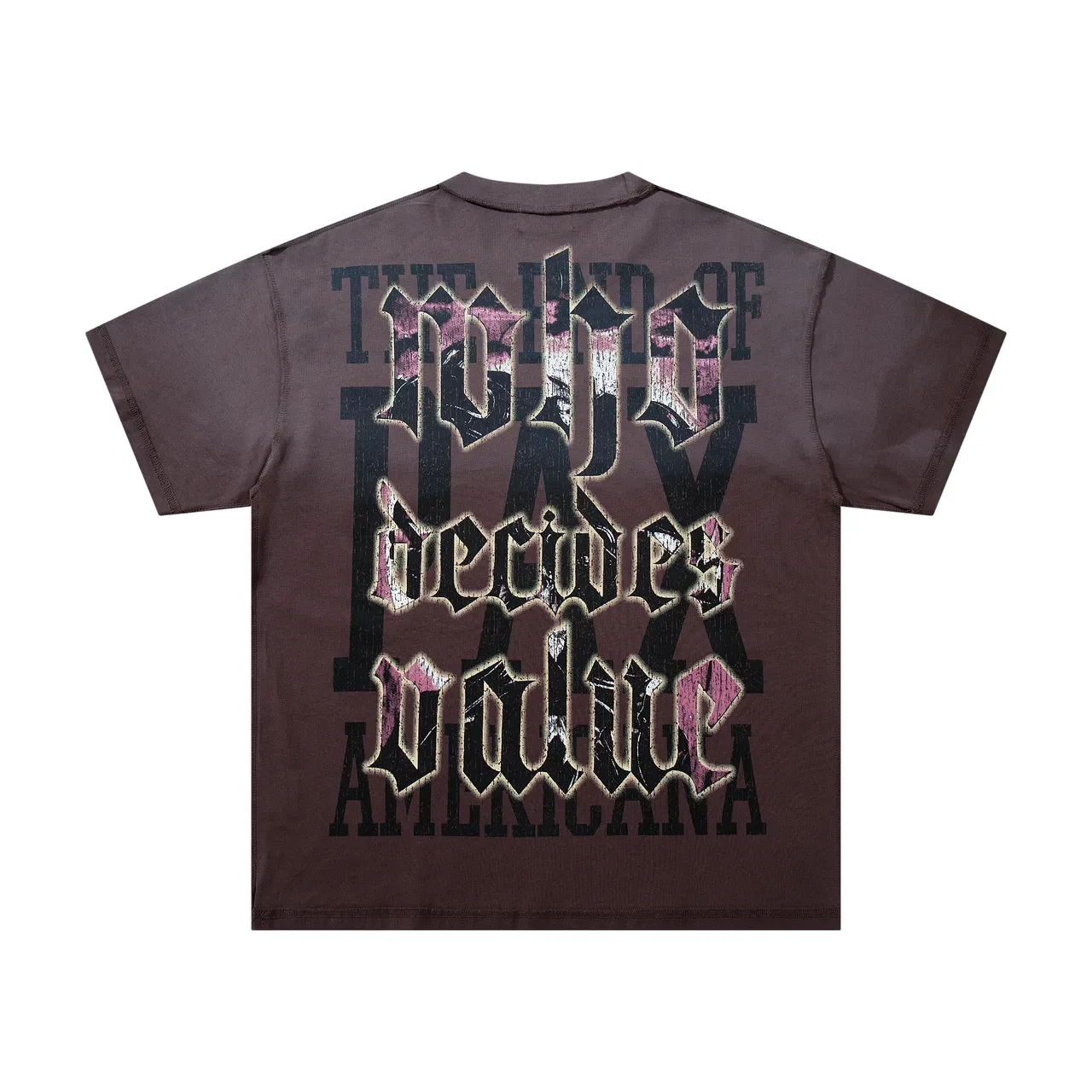 Brown Oversized Double-Sided Graphic Print T-Shirt 5