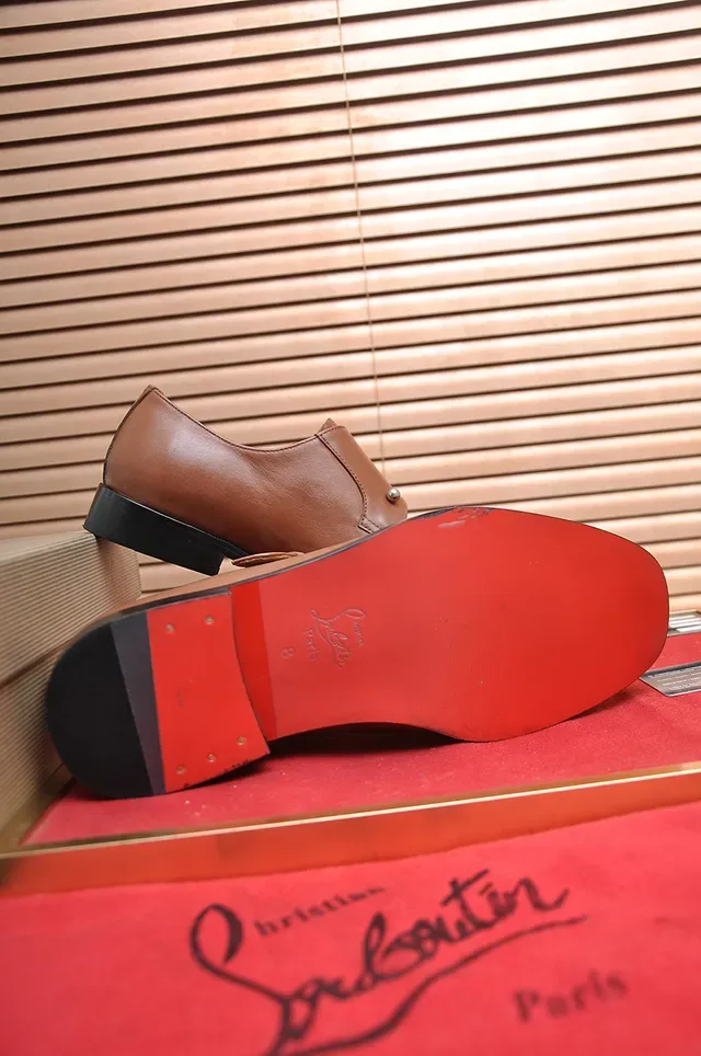 Brown Red Single Strap Buckle Closure Monk Shoes 3
