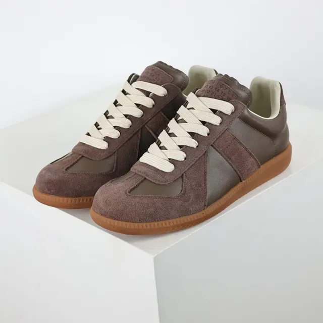 Brown Suede and Leather Panelled Retro Runner Lifestyle Sneakers 2