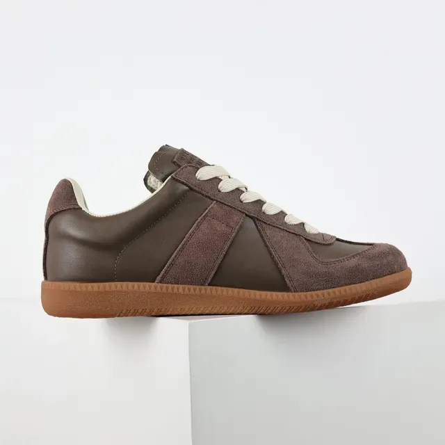 Brown Suede and Leather Panelled Retro Runner Lifestyle Sneakers 7