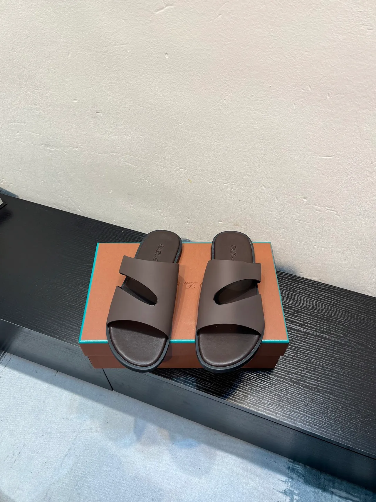 Brown Two-Strap Slide Slipper 2